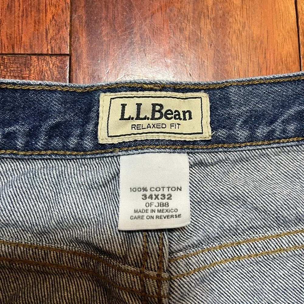 LL Bean Jeans Mens 34x32 Blue Denim Straight Leg Cotton Denim Workwear Gorpcore